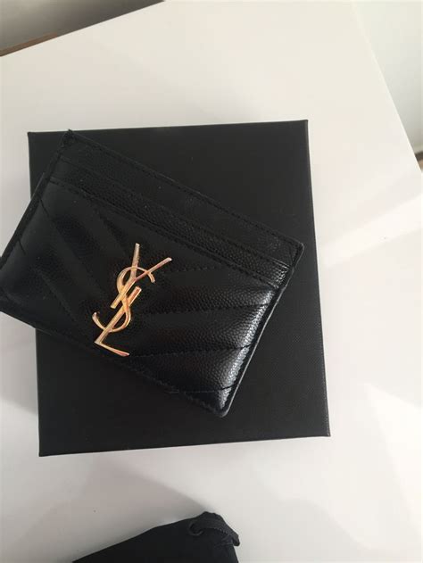 ysl monogram card case in grain de poudre embossed leather